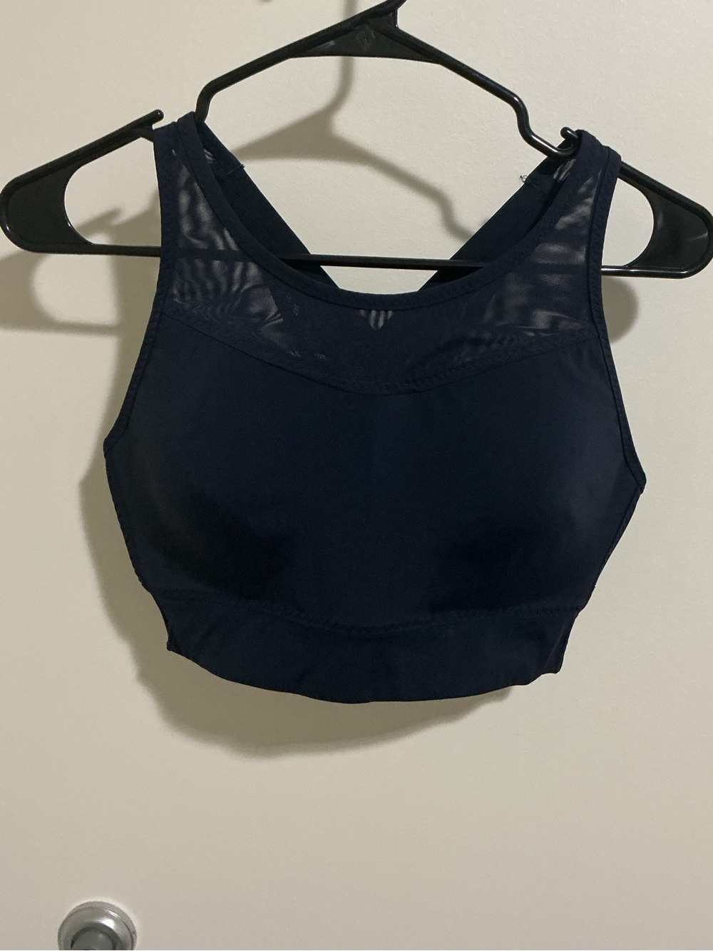 Athleta Navy Blue High Support Mesh Sports Bra Logo Small EUC